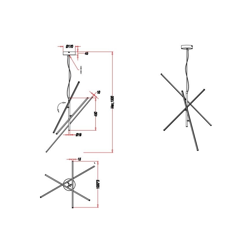 Trio - LED Himmennettävä kattokruunu johdossa TIRIAC 3xLED/8,5W/230V