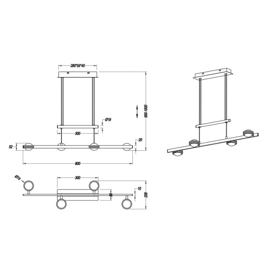 TRIO - LED-kattokruunu narussa LENTIL 8xLED/2,3W/230V