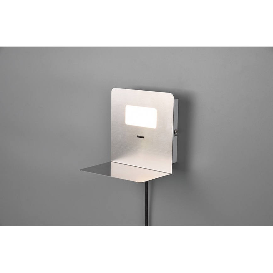 Trio - LED-seinävalaisin hyllyllä ALOFT LED / 3W / 230V + USB-portti