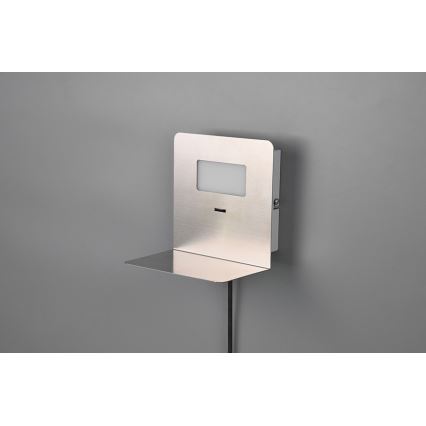 Trio - LED-seinävalaisin hyllyllä ALOFT LED / 3W / 230V + USB-portti