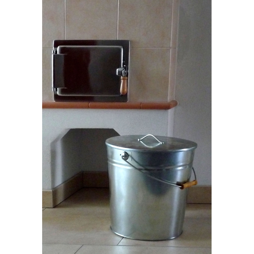 Tuhkaämpäri kannella 15 l kiiltävä kromi