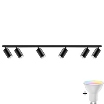 TURYN LED RGBW himmennettävä kylpyhuoneen spot-valaisin 6xGU10/6,5W/230V 2700-6500K Wi-Fi IP44 musta