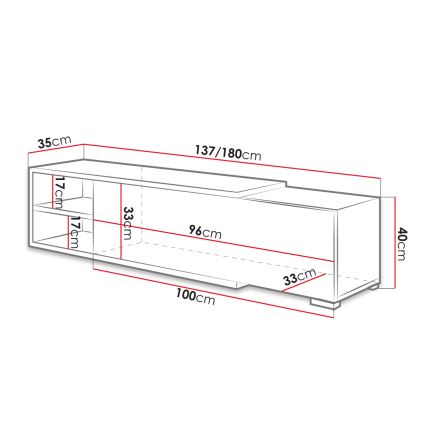 TV-taso CLIF 40x180 cm valkoinen