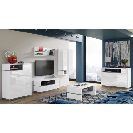 TV-taso FRED valkoinen/harmaa