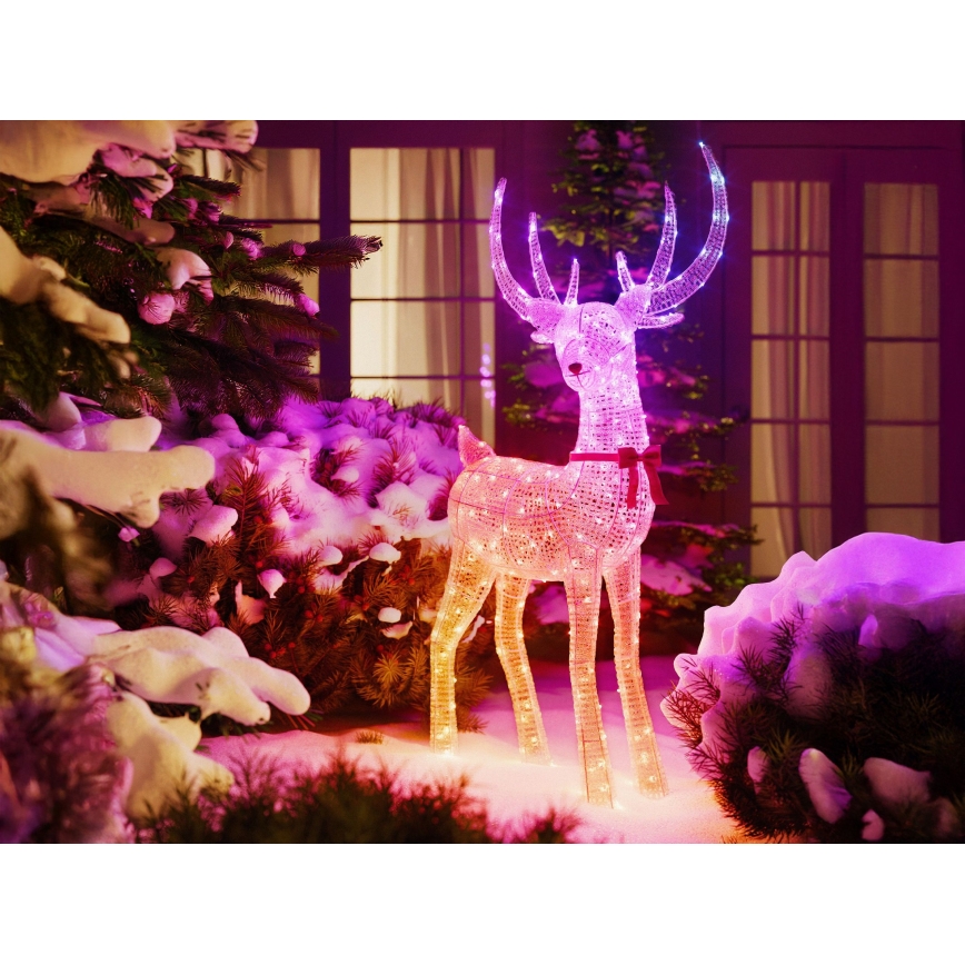 Twinkly - LED RGBW himmennettävä ulkokäyttöinen jouluporo REINGEERS 250 LEDiä IP44 Wi-Fi