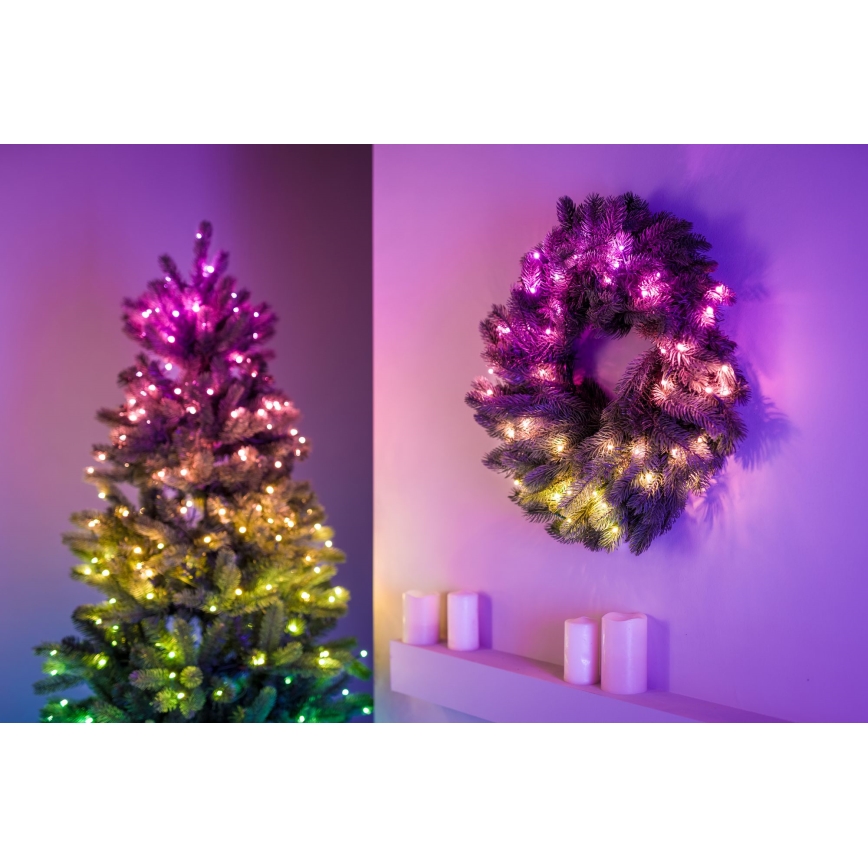 Twinkly - LED RGB Himmennettävä jouluseppele 50xLED halkaisija 60 cm Wi-Fi