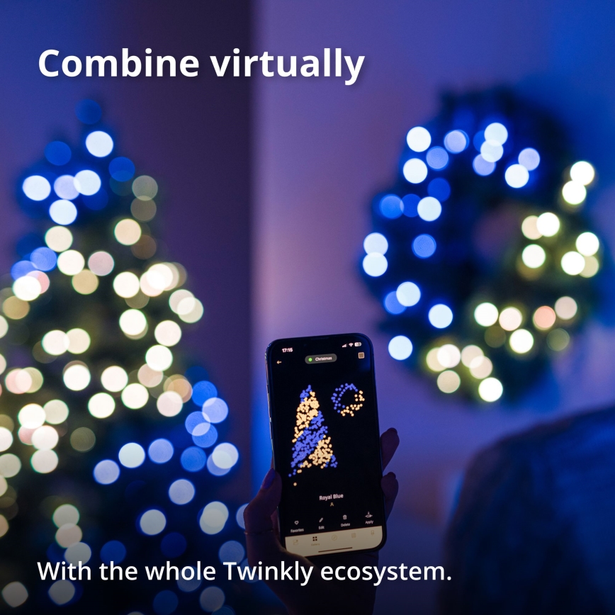 Twinkly - LED RGB Himmennettävä jouluseppele 50xLED halkaisija 60 cm Wi-Fi