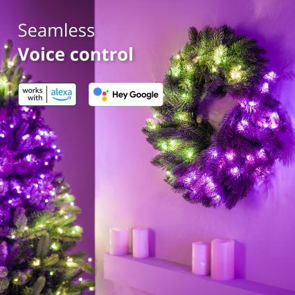 Twinkly - LED RGB Himmennettävä jouluseppele 50xLED halkaisija 60 cm Wi-Fi