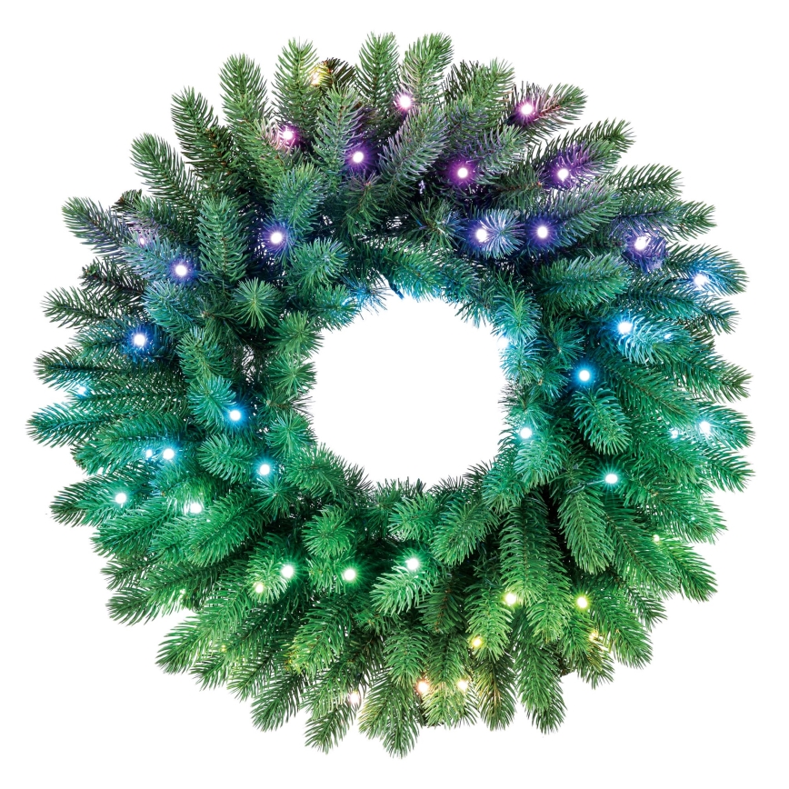 Twinkly - LED RGB Himmennettävä jouluseppele 50xLED halkaisija 60 cm Wi-Fi