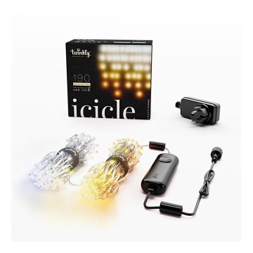 Twinkly - LED Himmennettävä ulko Valoverho ICICLE 190xLED 11,5m IP44 Wi-Fi