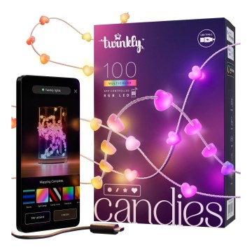 Twinkly - LED RGB Himmennettävä Jouluketju CANDIES 100xLED 8 m USB Wi-Fi