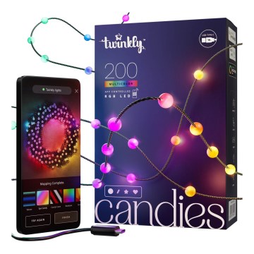 Twinkly - LED RGB Himmennettävä Jouluketju CANDIES 200xLED 14 m USB Wi-Fi