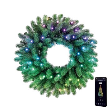 Twinkly - LED RGB Himmennettävä jouluseppele 50xLED halkaisija 60 cm Wi-Fi