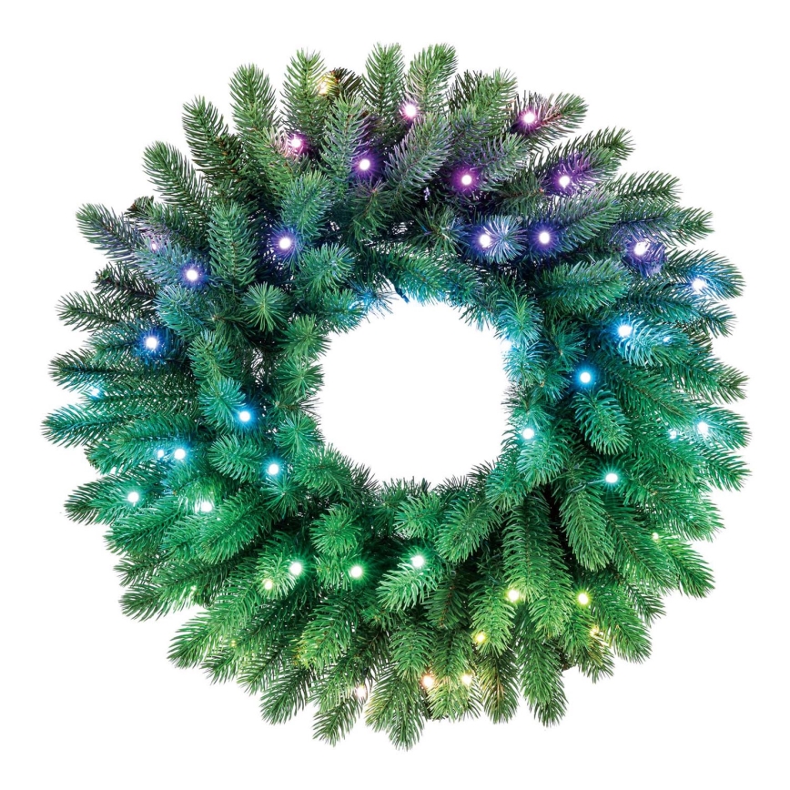 Twinkly - LED RGB Himmennettävä jouluseppele PRE-LIT WREATH 50xLED halkaisija 61cm Wi-Fi