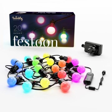 Twinkly - LED RGB Himmennettävä ulko koristeellinen ketju FESTOON 20xLED 14m IP44 Wi-Fi