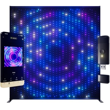 Twinkly - LED RGBW himmennettävä, musiikkitoiminnolla varustettu ulkokäyttöön tarkoitettu valoseinä LIGHTWALL 1120xLED 2,6x2,7 m IP44 Wi-Fi + musiikkidongle