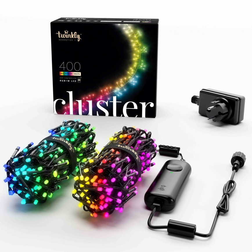 Twinkly - LED RGBW Himmennettävä ulko Jouluketju CLUSTER 400xLED 9,5m IP44 Wi-Fi