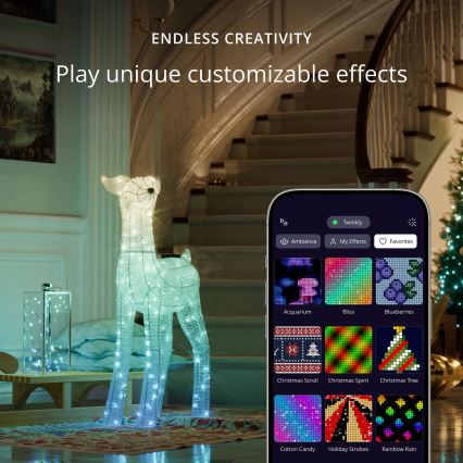 Twinkly - LED RGBW himmennettävä ulkokäyttöinen jouluporo REINGEERS 200xLED IP44 Wi-Fi