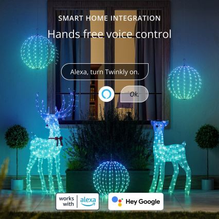 Twinkly - LED RGBW himmennettävä ulkokäyttöinen jouluporo REINGEERS 200xLED IP44 Wi-Fi