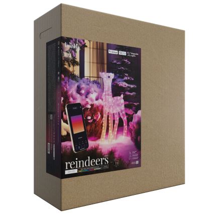 Twinkly - LED RGBW himmennettävä ulkokäyttöinen jouluporo REINGEERS 200xLED IP44 Wi-Fi