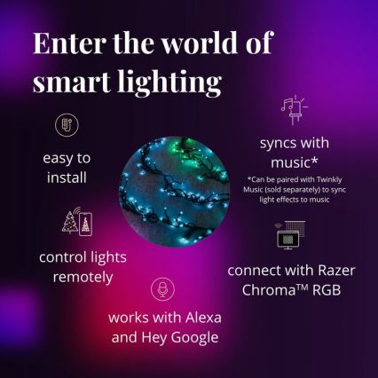 Twinkly - LED RGBW Himmennettävä ulko Jouluketju CLUSTER 400xLED 9,5m IP44 Wi-Fi