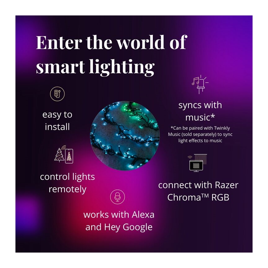 Twinkly - LED RGBW Himmennettävä ulko Jouluketju CLUSTER 400xLED 9,5m IP44 Wi-Fi