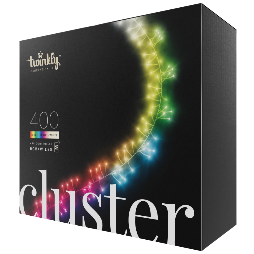 Twinkly - LED RGBW Himmennettävä ulko Jouluketju CLUSTER 400xLED 9,5m IP44 Wi-Fi