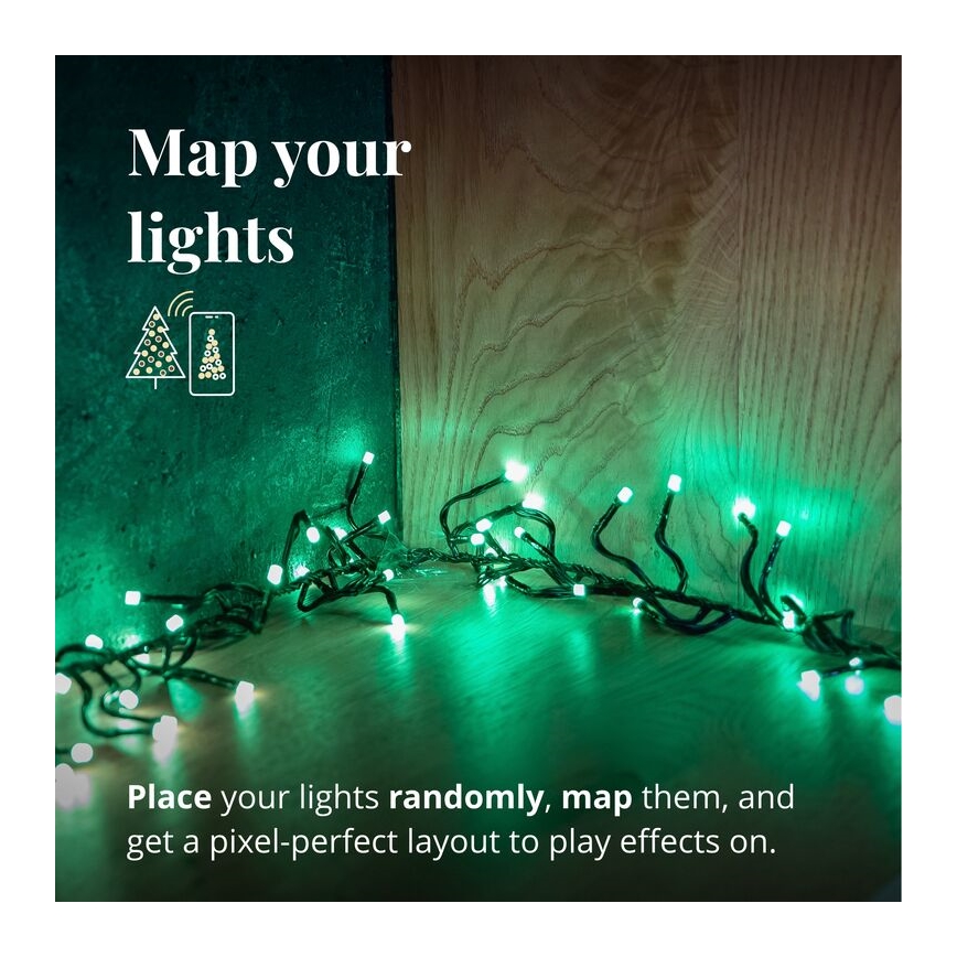 Twinkly - LED RGBW himmennettävä ulkokäyttöön tarkoitettu joulukoristevalosarja CLUSTER 400xLED 9,5m IP44 Wi-Fi