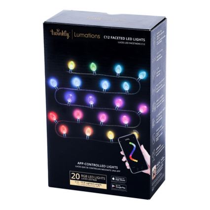 Twinkly - LED RGB Himmennettävä ulko Jouluketju FACETED 40xLED 14,5 m IP44 Wi-Fi