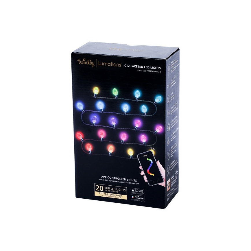 Twinkly - LED RGB Himmennettävä ulko Jouluketju FACETED 40xLED 14,5 m IP44 Wi-Fi