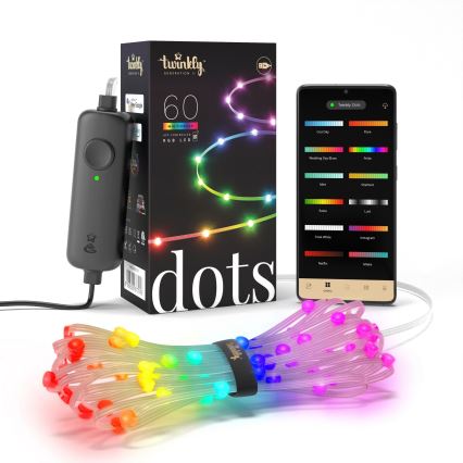 Twinkly - LED RGB himmennettävä DOTS-jouluvalosarja 60 LEDiä, 7 m, USB, Wi-Fi