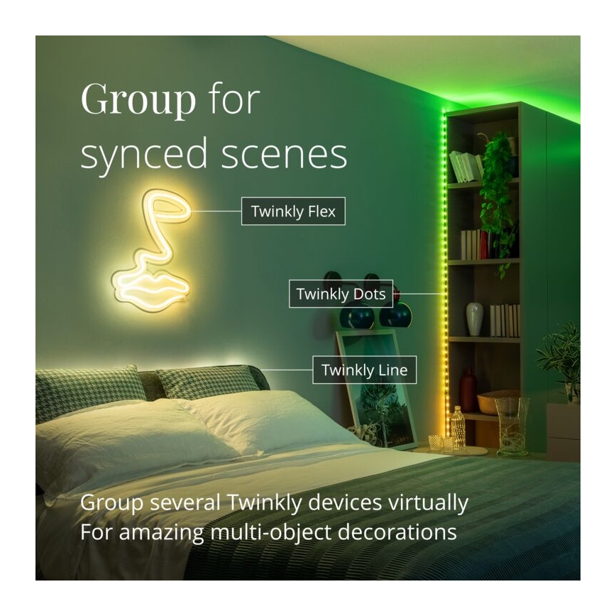 Twinkly - LED RGB Ulkotila himmennettävä nauha DOTS 200xLED 10 m IP44 WiFi