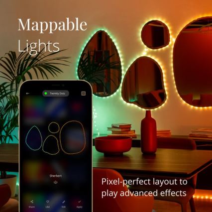 Twinkly - LED RGB Ulkotila himmennettävä nauha DOTS 200xLED 10 m IP44 WiFi