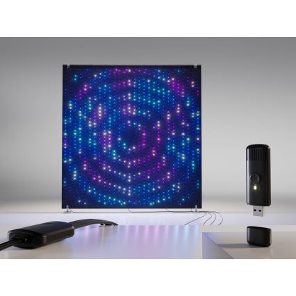 Twinkly - LED RGBW himmennettävä ulkokäyttöinen joulun valoverho LIGHTWALL 1120xLED 2,6x2,7 m IP44 Wi-Fi + Music Dongle