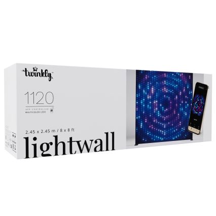 Twinkly - LED RGBW himmennettävä ulkokäyttöinen joulun valoverho LIGHTWALL 1120xLED 2,6x2,7 m IP44 Wi-Fi + Music Dongle