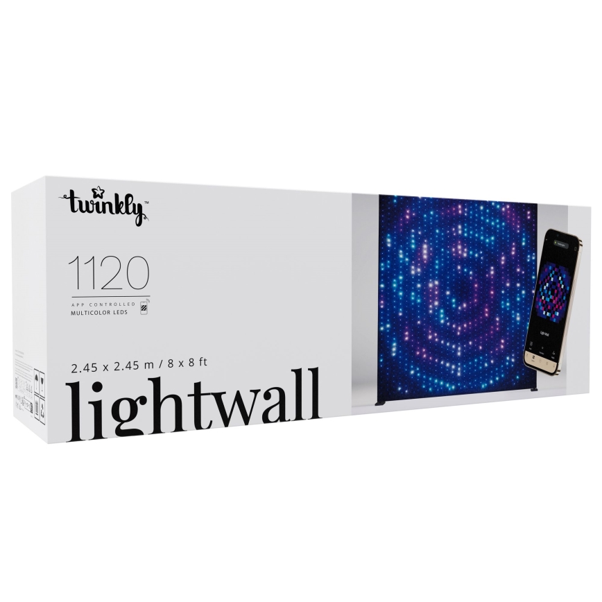 Twinkly - LED RGBW himmennettävä ulkokäyttöinen joulun valoverho LIGHTWALL 1120xLED 2,6x2,7 m IP44 Wi-Fi + Music Dongle