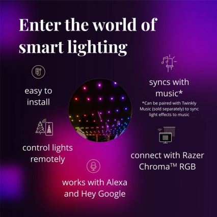 Twinkly - LED RGB Himmennettävä ulko koristeellinen ketju FESTOON 20xLED 14m IP44 Wi-Fi