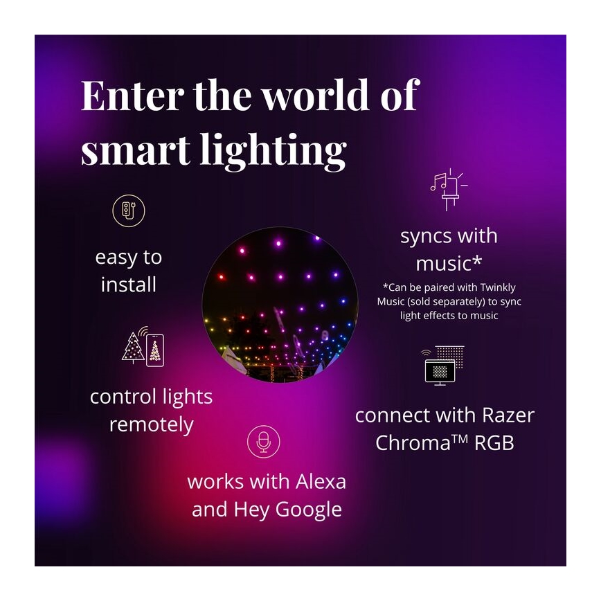 Twinkly - LED RGB Himmennettävä ulko koristeellinen ketju FESTOON 20xLED 14m IP44 Wi-Fi