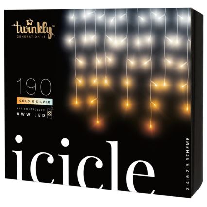 Twinkly - LED Himmennettävä ulko Valoverho ICICLE 190xLED 11,5m IP44 Wi-Fi