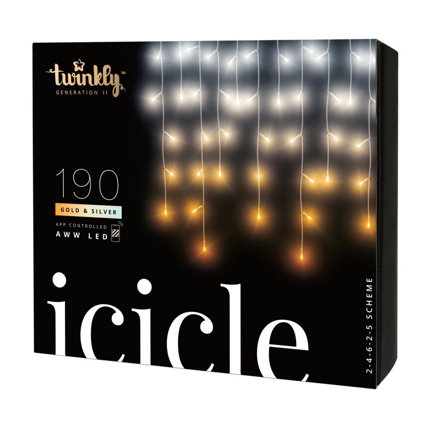 Twinkly - LED Himmennettävä ulko Valoverho ICICLE 190xLED 11,5m IP44 Wi-Fi