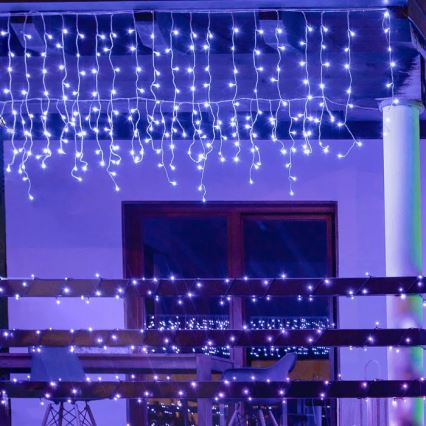 Twinkly - LED RGBW Himmennettävä ulko Valoverho ICICLE 190xLED 11,5m IP44 Wi-Fi