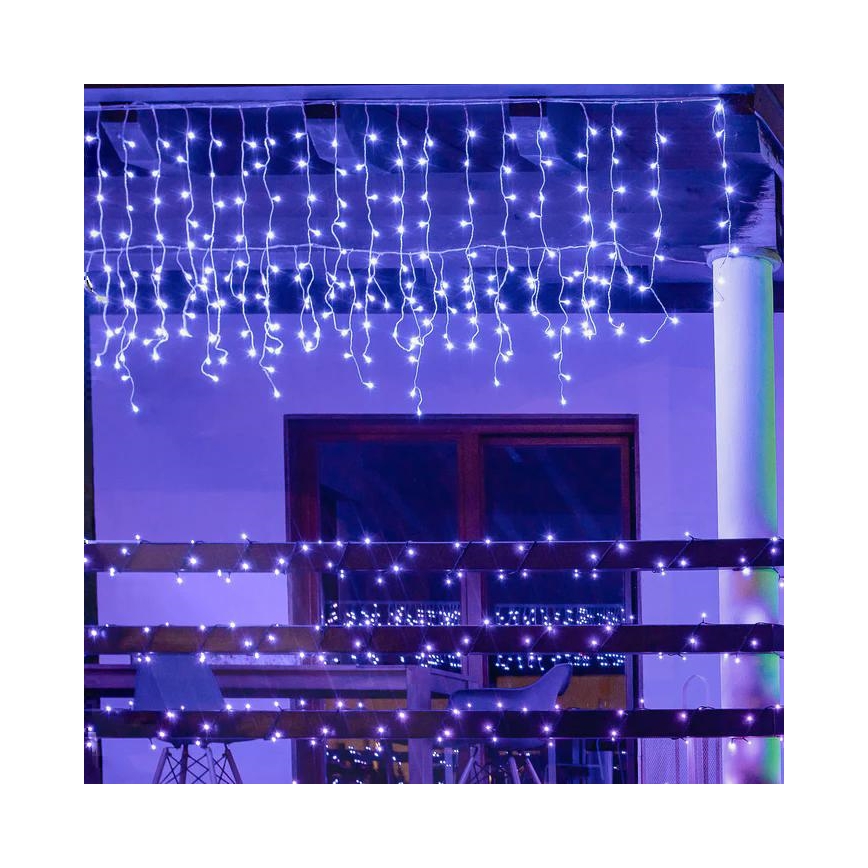 Twinkly - LED RGBW Himmennettävä ulko Valoverho ICICLE 190xLED 11,5m IP44 Wi-Fi