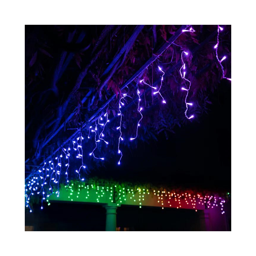 Twinkly - LED RGBW Himmennettävä ulko Valoverho ICICLE 190xLED 11,5m IP44 Wi-Fi