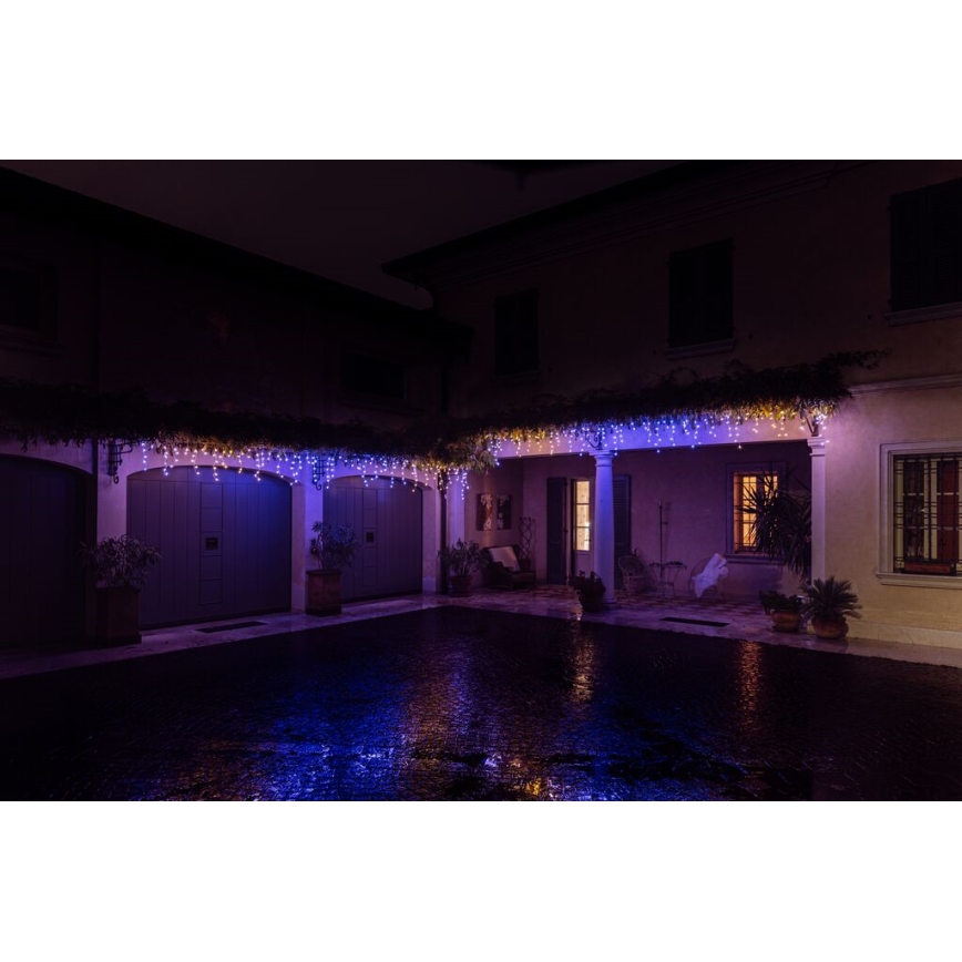 Twinkly - LED RGBW Himmennettävä ulko Valoverho ICICLE 190xLED 11,5m IP44 Wi-Fi