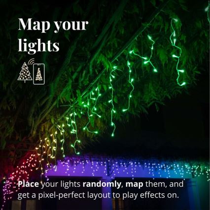 Twinkly - LED RGB Himmennettävä ulko Valoverho ICICLE 190xLED 11,5m IP44 Wi-Fi