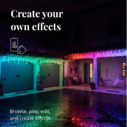 Twinkly - LED RGB Himmennettävä ulko Valoverho ICICLE 190xLED 11,5m IP44 Wi-Fi