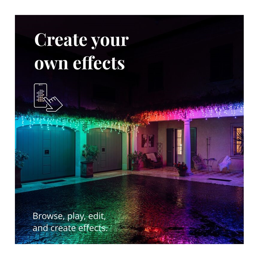 Twinkly - LED RGB Himmennettävä ulko Valoverho ICICLE 190xLED 11,5m IP44 Wi-Fi