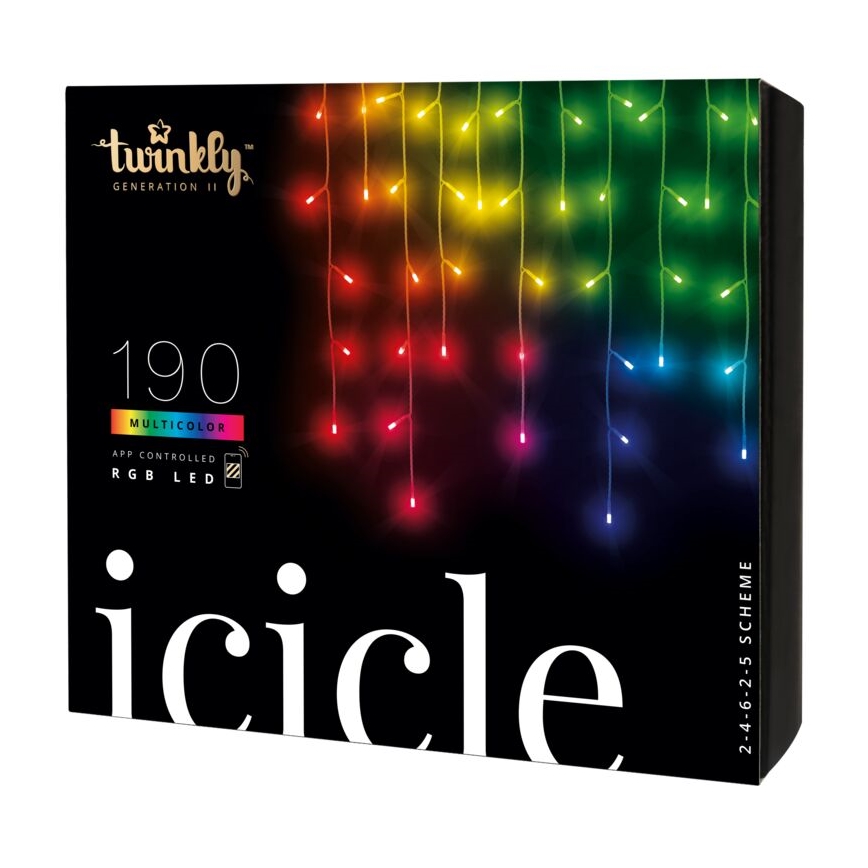 Twinkly - LED RGB Himmennettävä ulko Valoverho ICICLE 190xLED 11,5m IP44 Wi-Fi