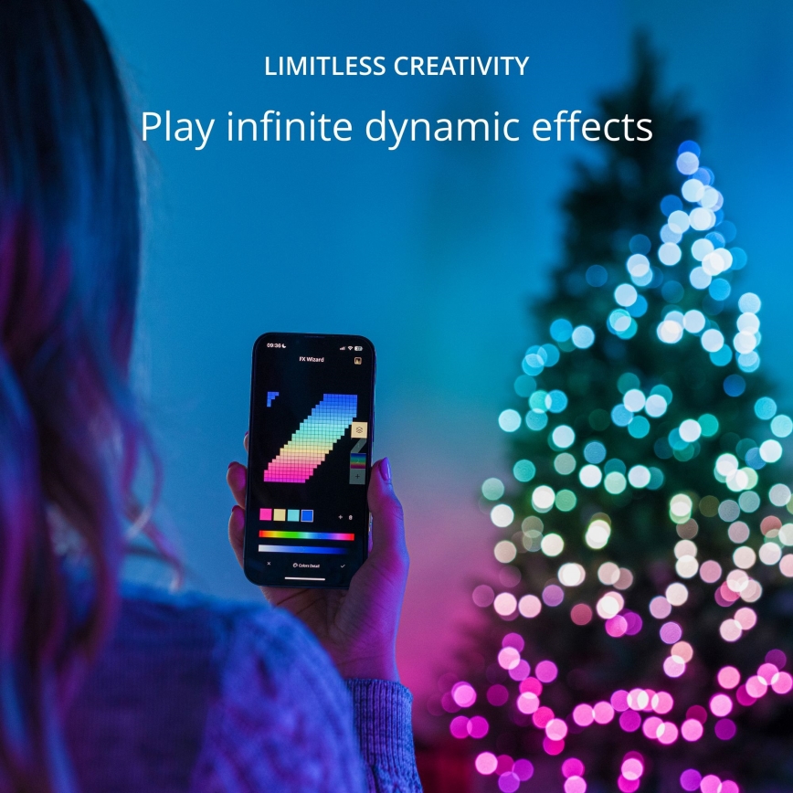 Twinkly TWKP100RGB-G - LED RGB Himmennettävä jouluverho LED 8 m USB Wi-Fi