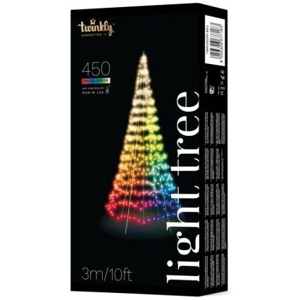 Twinkly - LED RGBW Himmennettävä ulko joulukuusi LIGHT TREE 450xLED 3m IP44 Wi-Fi